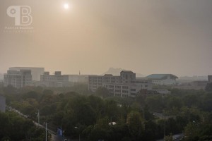 China Exkursion FHWS nach Huzhou: Blick aus dem Zimmer, Smog üb